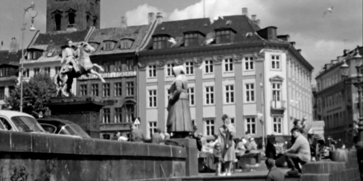 people on steps of city center